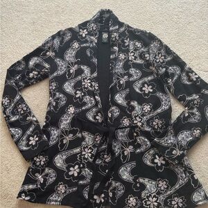 Lucky Brand Black and White Floral Cardigan